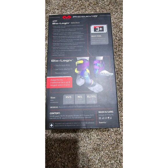 McDavid Elite Bio-Logix Ankle Brace 4197 XS/S Left Foot Black – Open Box - Picture 8 of 13